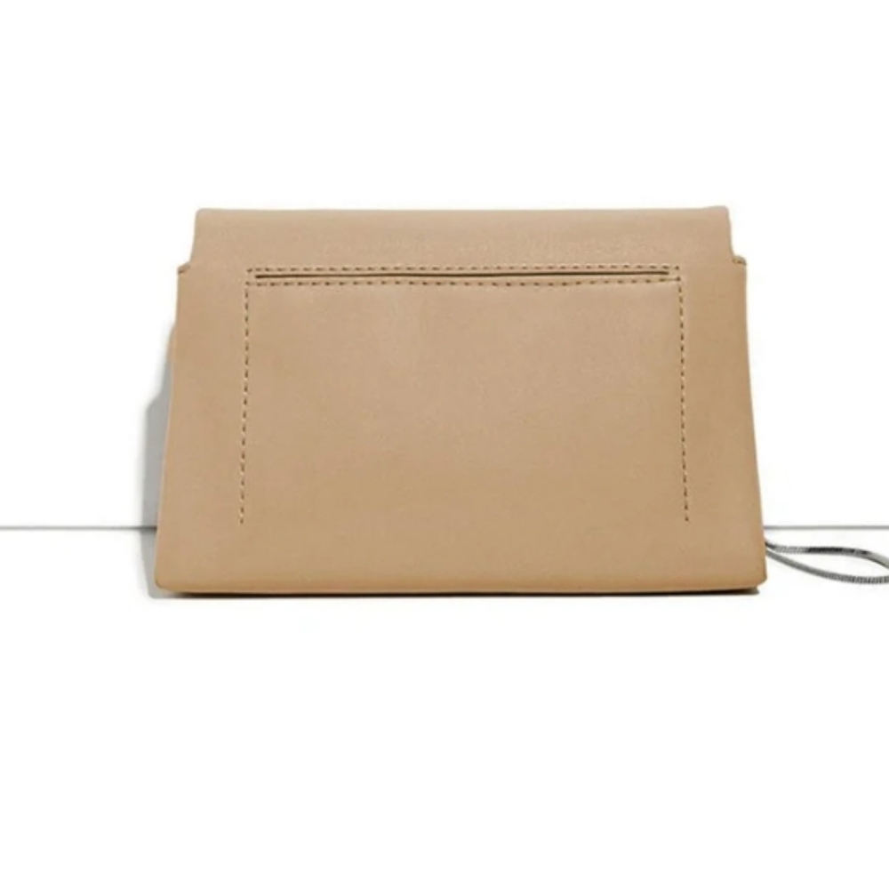 Phillip Lim 3.1 Alix Patent Leather Front Flap Shoulder Bag Beige Chrome Accents - Picture 3 of 6